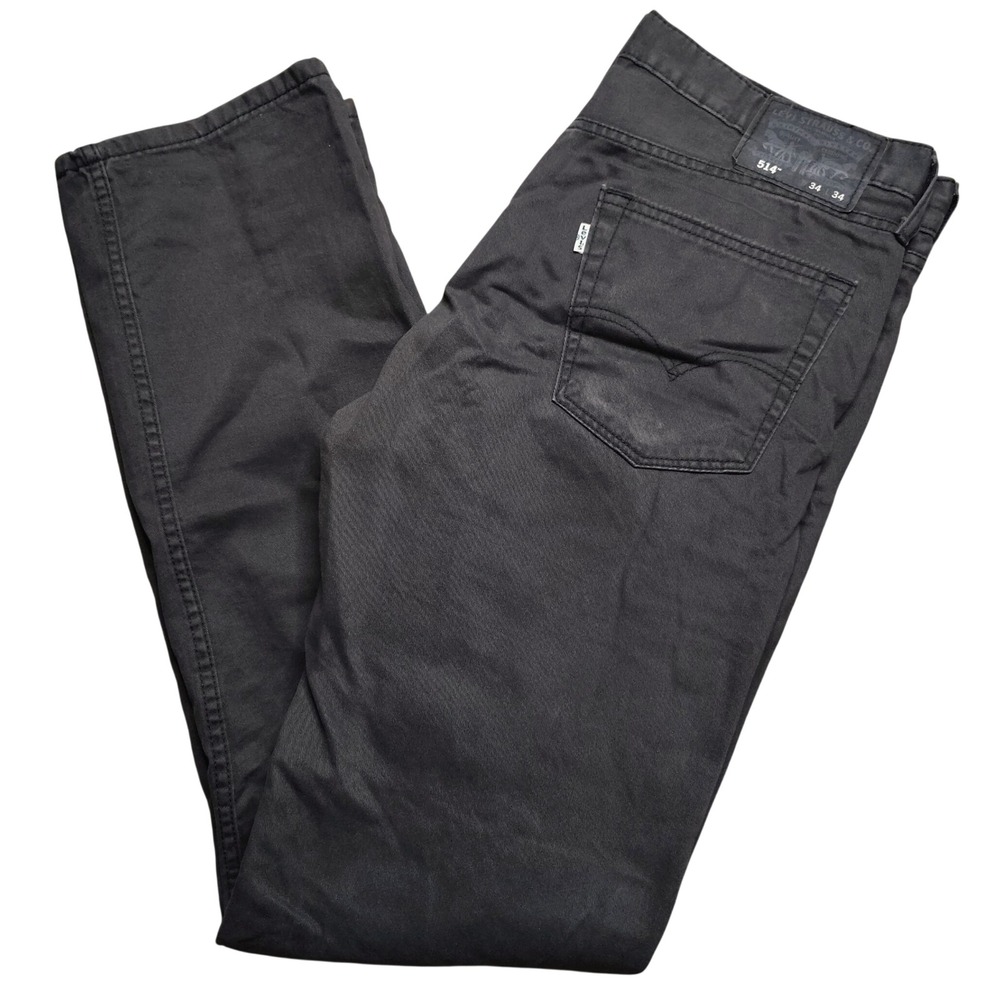 Levi 514 Straight Fit Jeans Mens 34x34 Grey Cotton Twill 100% Cotton